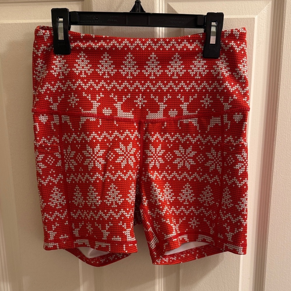Feed Me Fight Me Red and White Holiday Bike Shorts